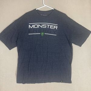 Monster Energy Mens XXL‎ Gray Short Sleeve T-Shirt Cotton Blend Logo Crew Neck